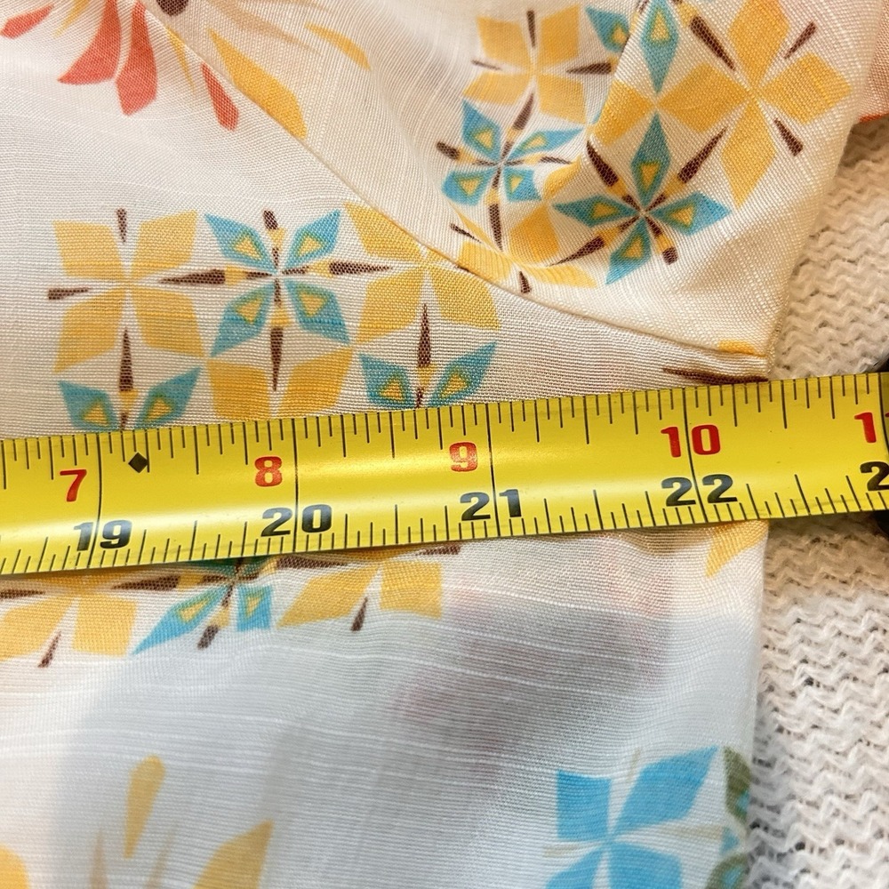 Floral Blouse Sz L Cottagecore Sheer Lightweight Boho 3/4 Balloon Sleeve Ruffle - Picture 14 of 14